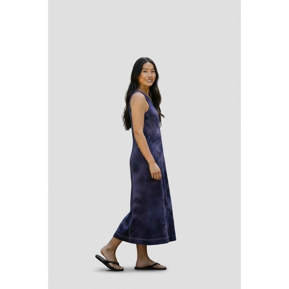 COS Purple Black Tie Dye Panel Contrast Stitch Midi Dress S - Picture 3 of 9